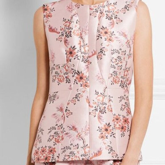 𝅺stella McCartney Blush Floral Crepe Peplum Top - Picture 1 of 12